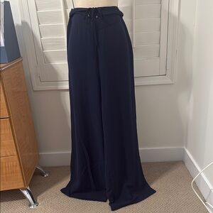 BCBGeneration Dark Navy Wide-Leg Pants with Flowy Design